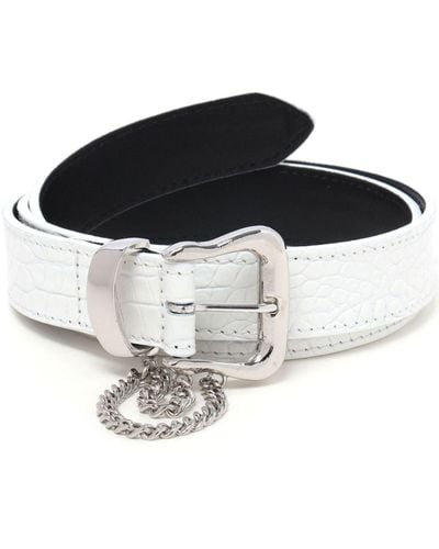 Alessandra Rich Chain-detail Embossed Leather Belt - Black