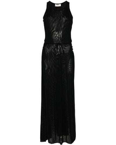 Saint Laurent Tulle Wrap Maxi Dress - Black