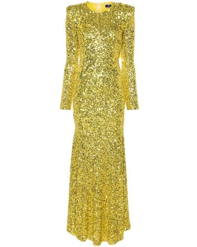 Elisabetta Franchi Sequined Mermaid Gown - Yellow