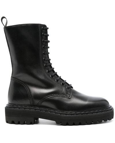 Officine Creative Provence Leather Combat Boots - Black