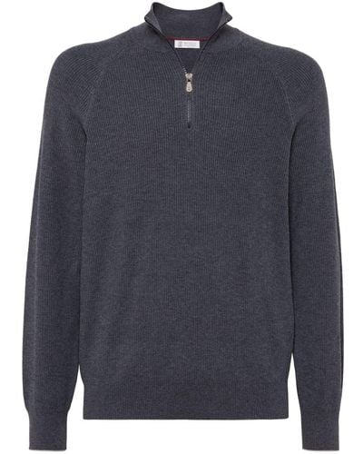 Brunello Cucinelli Long-sleeve Cotton Sweater - Blue