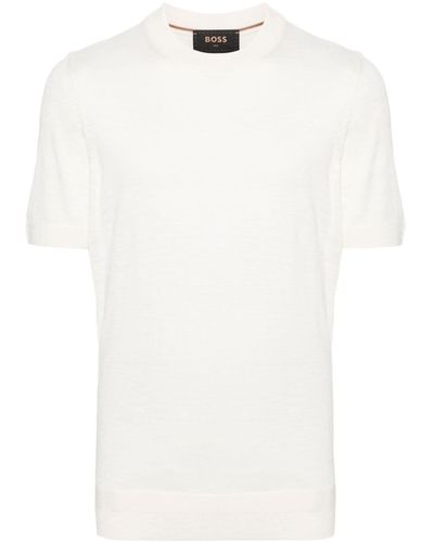 BOSS T-Shirt aus Seide - Weiß