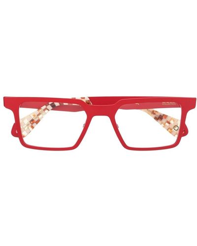 Etnia Barcelona Eckige Brille mit Karomuster - Rot