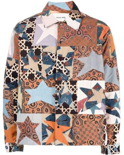 STORY mfg. Giacca-camicia con design patchwork - Multicolore