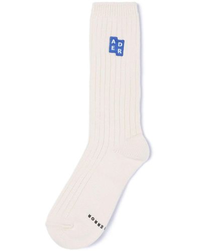 Adererror Logo-appliqué Calf Socks - White