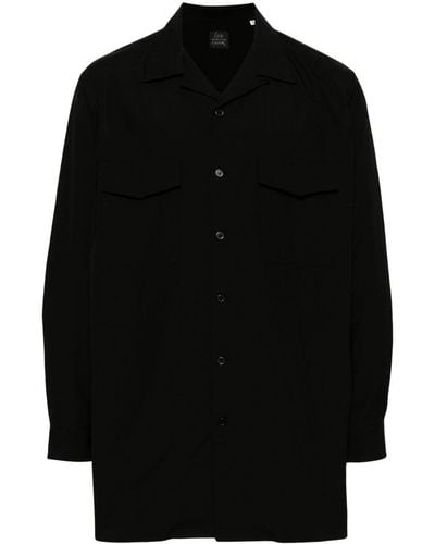 Yohji Yamamoto Cuban-collar Cotton Shirt - Black