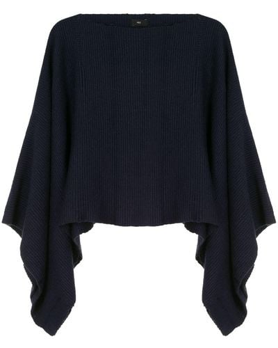 Voz Solid Cropped Sweater - Blue