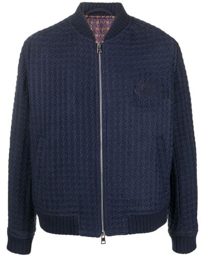 Etro Basket-weave Zip-up Jacket - Blue