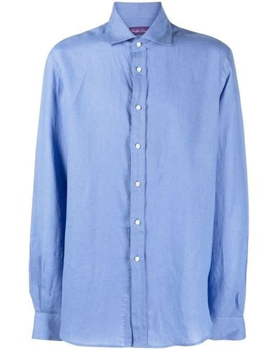 Ralph Lauren Purple Label Long-sleeved Linen Shirt - Blue