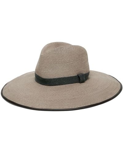 Brunello Cucinelli Fedora Hat With Precious Details - Natural