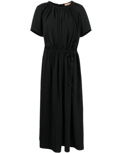 Yves Salomon Midi-jurk Met Geplooid Detail - Zwart
