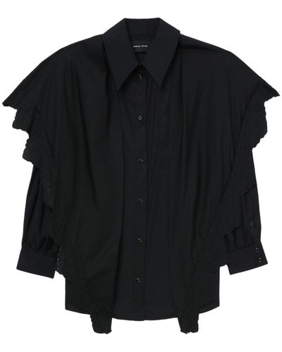 Simone Rocha Scarf-collar Scalloped Shirt - Black