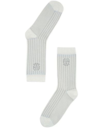 Brunello Cucinelli Calcetines con logo en intarsia - Blanco