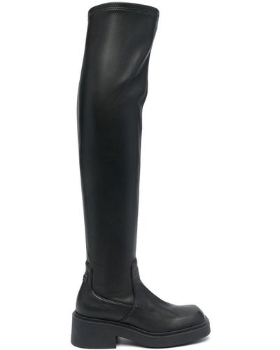 Furla Attitude Leather Thigh-high Boots - Black
