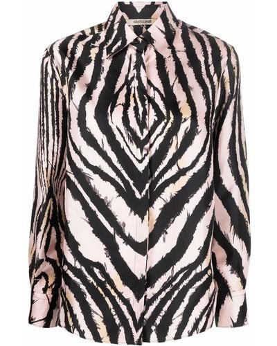 Roberto Cavalli Zebra-print Silk Shirt - Black