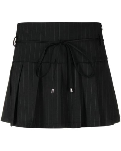 Patrizia Pepe Pinstripe-pattern Pleated Mini Skirt - Black