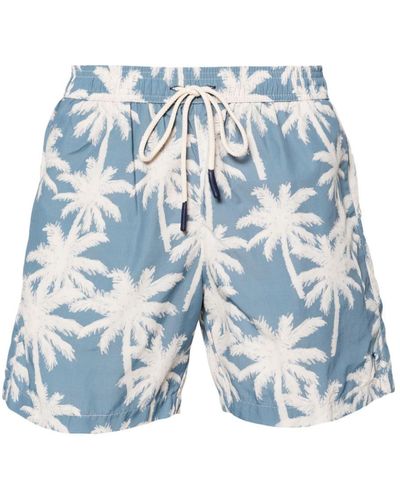 Manebí Palm Tree-print Swim Shorts - Blue