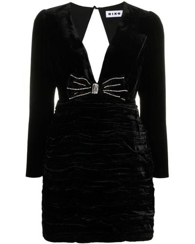 RIXO London Fluwelen Mini-jurk - Zwart