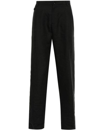 Dolce & Gabbana Chambray Linen Tapered Trousers - Black