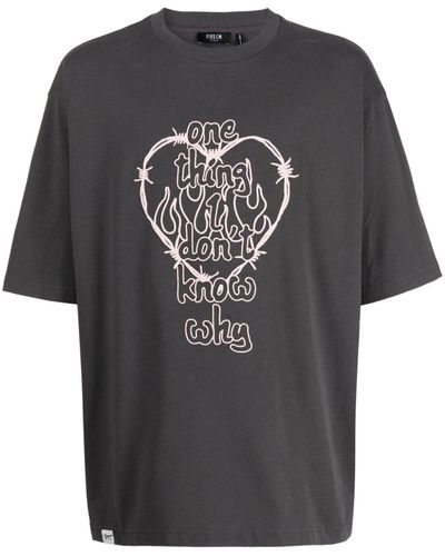 FIVE CM Graphic-print Cotton T-shirt - Gray