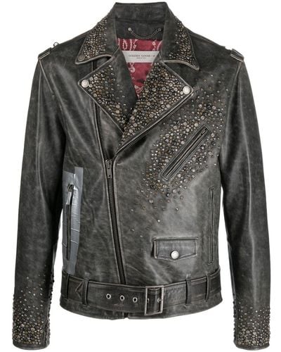 Golden Goose Leather Stud-detailing Jacket - Black