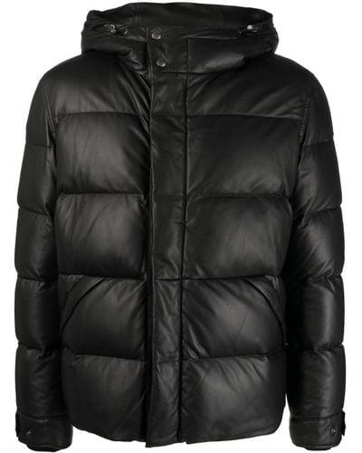 Yves Salomon Padded Leather Down Jacket - Black
