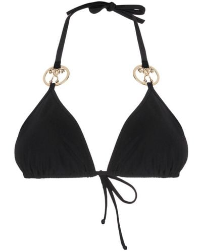 Moschino Haut de bikini à plaque logo - Noir