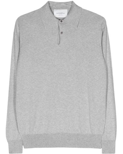 Ballantyne Mélange-effect Knitted Polo Shirt - Grey