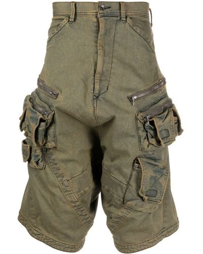 Julius Drop-crotch Denim Cargo Shorts - Green