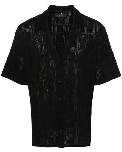 Represent Camisa de punto calado de manga corta - Negro