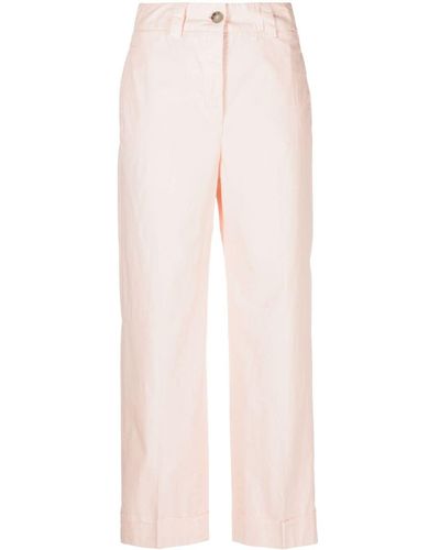 Peserico High-waisted Cotton Trousers - Pink
