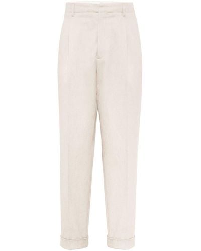 Brunello Cucinelli Pleat-detailing Tapered Trousers - White
