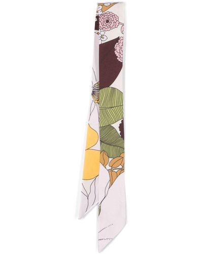 La DoubleJ Slim Floral-print Scarf - White