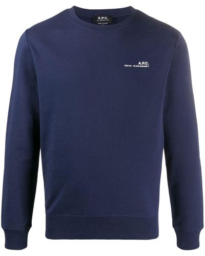 A.P.C. Item Logo-print Cotton Sweatshirt - Blue