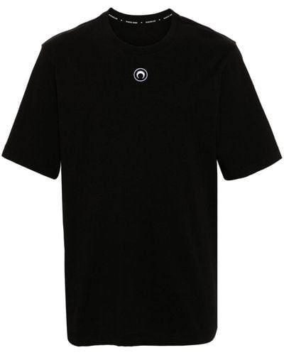 Marine Serre Sichelmond-T-Shirt aus Bio-Baumwolle - Schwarz