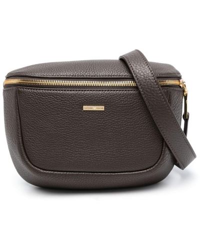 Emporio Armani Sac banane en cuir à plaque logo - Marron