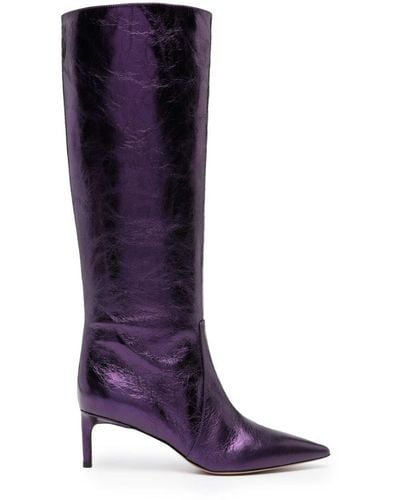 Bettina Vermillon 60mm Knee-length Leather Boots - Purple