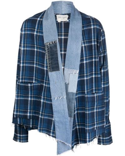 Greg Lauren Patchwork-design Cotton Jacket - Blue