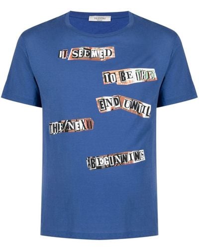 Valentino Garavani Katoenen T-shirt Met Tekst - Blauw
