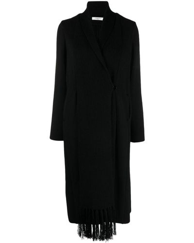 Charlott Double-breasted Knitted Wool Coat - Black