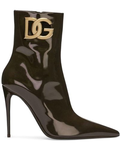 Dolce & Gabbana 105mm Logo-plaque Leather Boots - Brown