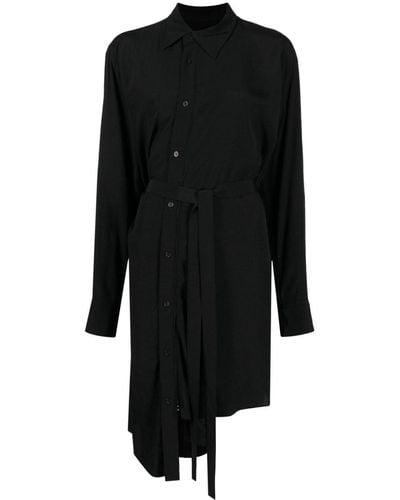 Yohji Yamamoto Camisa asimétrica con cintura lazada - Negro