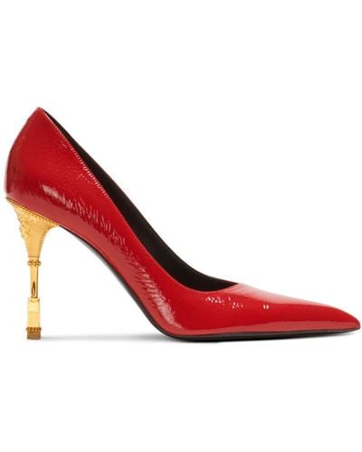 Balmain Moneta Patent Leather Court Shoes - Red