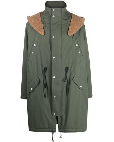 KENZO Logo-patch Hooded Parka Coat - Green