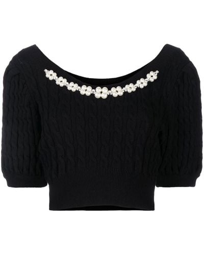 Simone Rocha Bead-embellished Knitted Top - Black