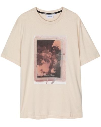Calvin Klein Photograph-print Cotton T-shirt - Natural