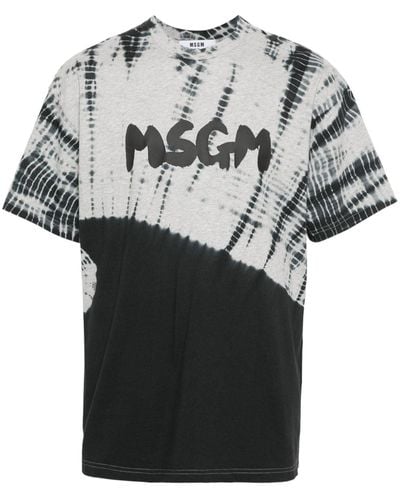 MSGM Tie-dye Cotton T-shirt - Black