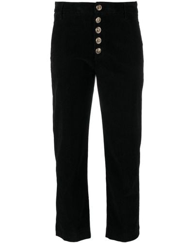 Dondup Straight-leg Cropped Buttoned Trousers - Black