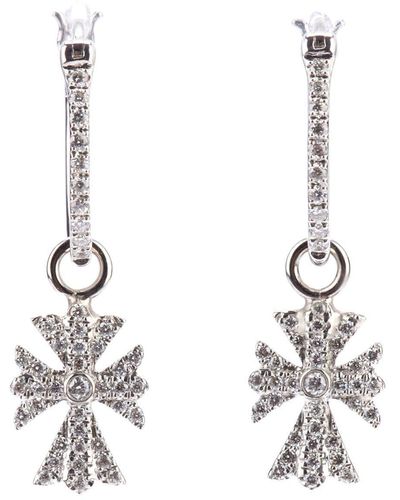Elise Dray Diamond Cross Earrings - White