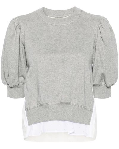 3.1 Phillip Lim Sweat crop à broderie anglaise - Gris